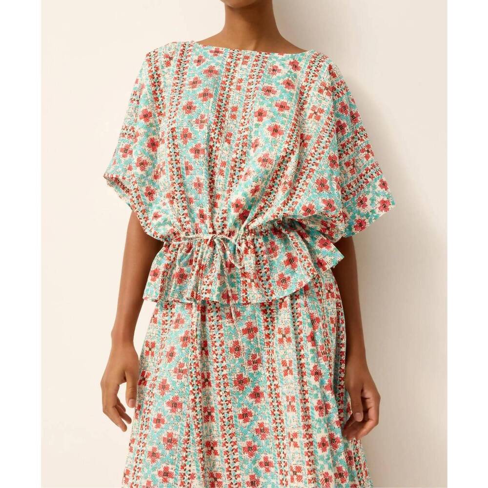 NEW MARIE OLIVER madison drawstring waist top in azura